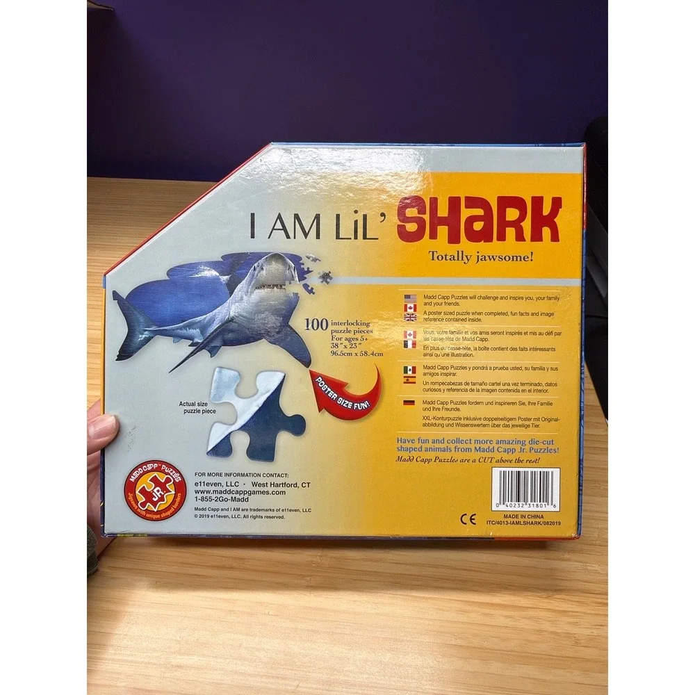 Madd Capp‎ Jr I Am Lil Shark 100 Piece Animal Shaped Jigsaw Puzzle Complete